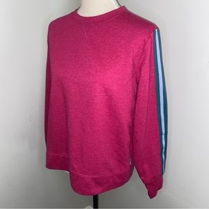 Eddie Bauer sweatshirt hot pink w/ stripes on sleeves GREAT CONDITION size Small